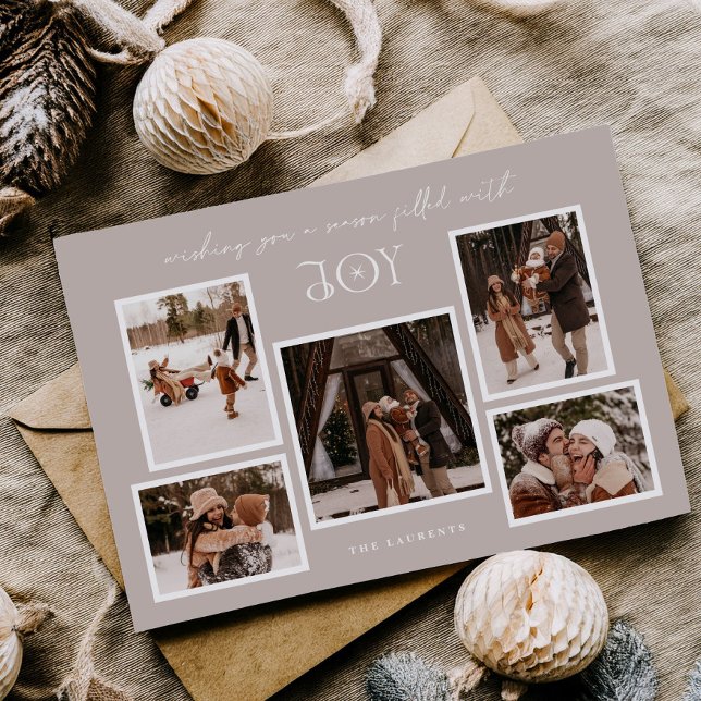 Minimalist Multi Photo Collage Christmas Card (Creator Uploaded)