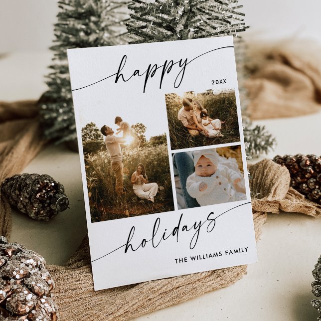 Minimalist Multiple Photos Christmas Holiday Card (Creator Uploaded)