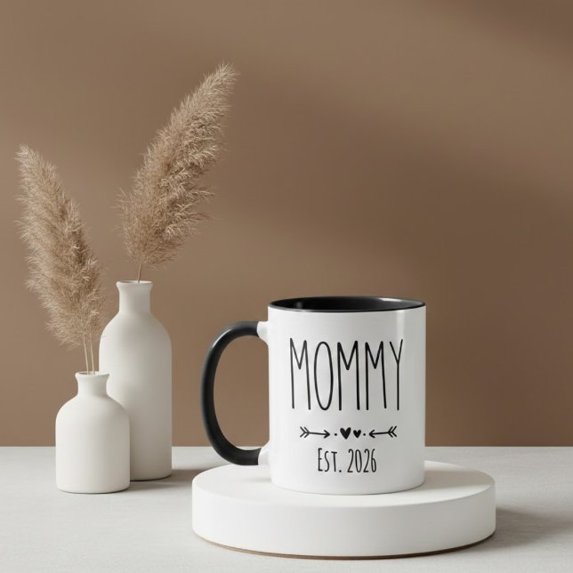 Minimalist Mummy Est Year Script Design Mug (Creator Uploaded)