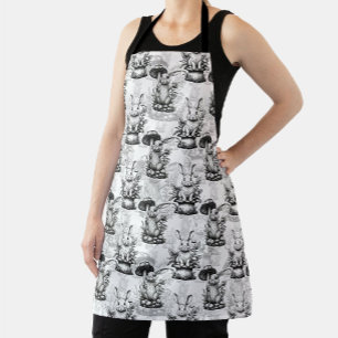 Minimalist Mushroom Rabbit Pattern Design Apron