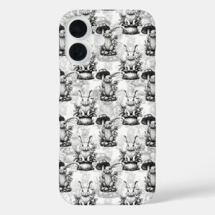 Minimalist Mushroom Rabbit Pattern Design iPhone 16 Case