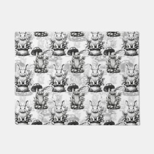 Minimalist Mushroom Rabbit Pattern Design Doormat