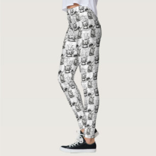 Minimalist Mushroom Rabbit Pattern Design Leggings