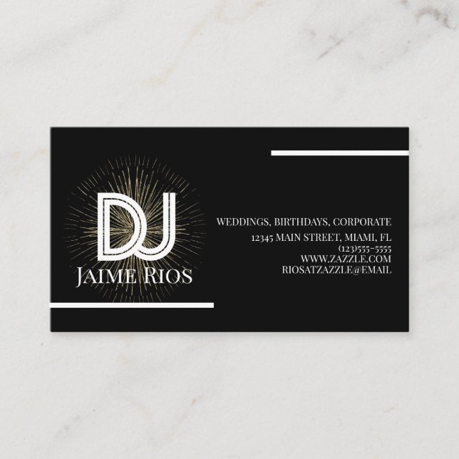 Minimalist Music Producer Black Gold Business Card (Front)