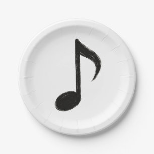 Minimalist Musical Note – Ink Brush Style on Paper Plate