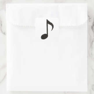 Minimalist Musical Note – Ink Brush Style on Square Sticker