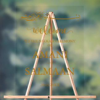 Minimalist Muslim Islamic Wedding Entrance Clear Acrylic Sign