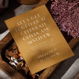 Minimalist Mustard Brown Fall Wedding   Photo & QR Invitation