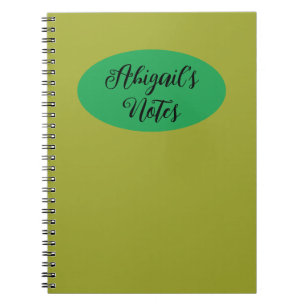 Minimalist Mustard & Green Personalised With Name Notebook