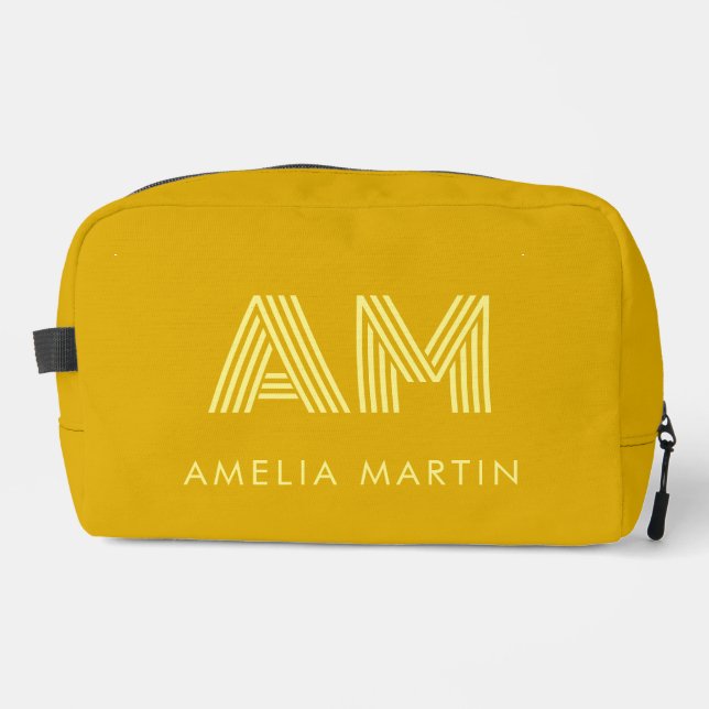 Minimalist Mustard Yellow and Pale Lemon Accessory Dopp Kit (Front)