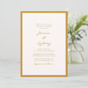 Minimalist Mustard Yellow Border Bridal Shower Invitation