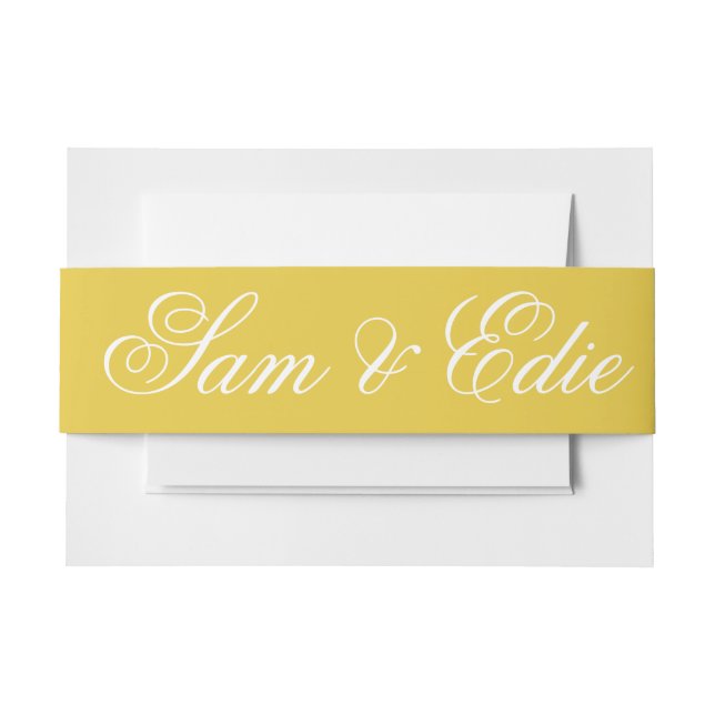 Minimalist Mustard Yellow  Invitation Belly Band (Front Example)