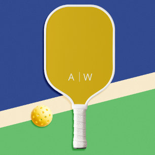 Minimalist Mustard Yellow Modern Monogram Pickleball Paddle