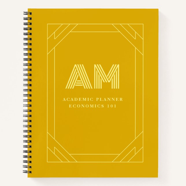 Minimalist Mustard Yellow Monogram Notebook (Front)