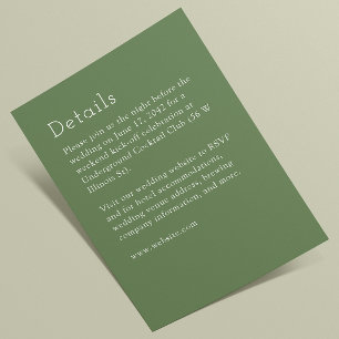 Minimalist Muted Green Wedding Enclosure Card