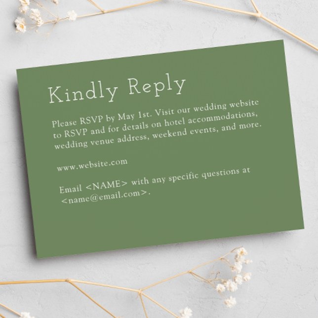 Minimalist Muted Green Wedding RSVP Card (Creator Uploaded)