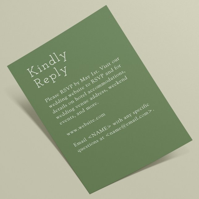 Minimalist Muted Green Wedding RSVP Card (Creator Uploaded)