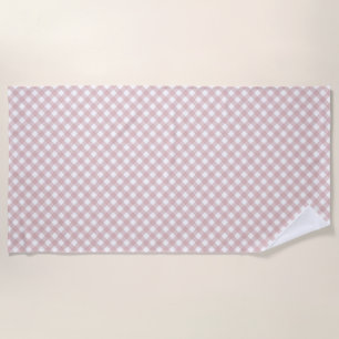 Minimalist Muted Pink Shade Plaid Pattern Beach Towel