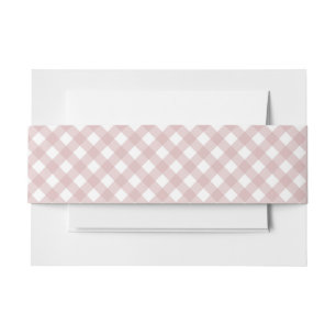 Minimalist Muted Pink Shade Plaid Pattern Invitation Belly Band
