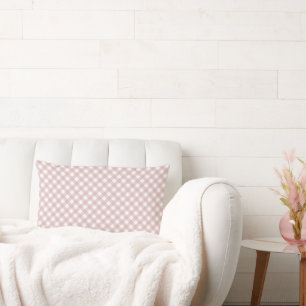 Minimalist Muted Pink Shade Plaid Pattern Lumbar Cushion
