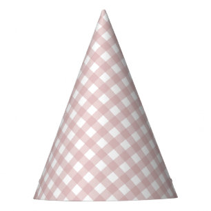 Minimalist Muted Pink Shade Plaid Pattern Party Hat