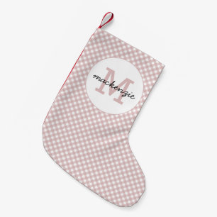 Minimalist Muted Pink Shade Plaid Pattern Small Christmas Stocking