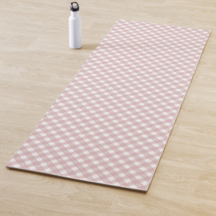 Minimalist Muted Pink Shade Plaid Pattern Yoga Mat