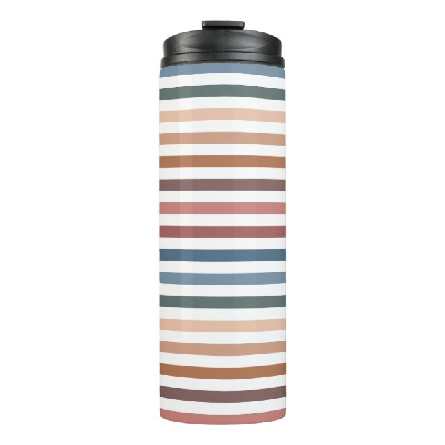Minimalist Muted Rainbow Lines Thermal Tumbler (Front)