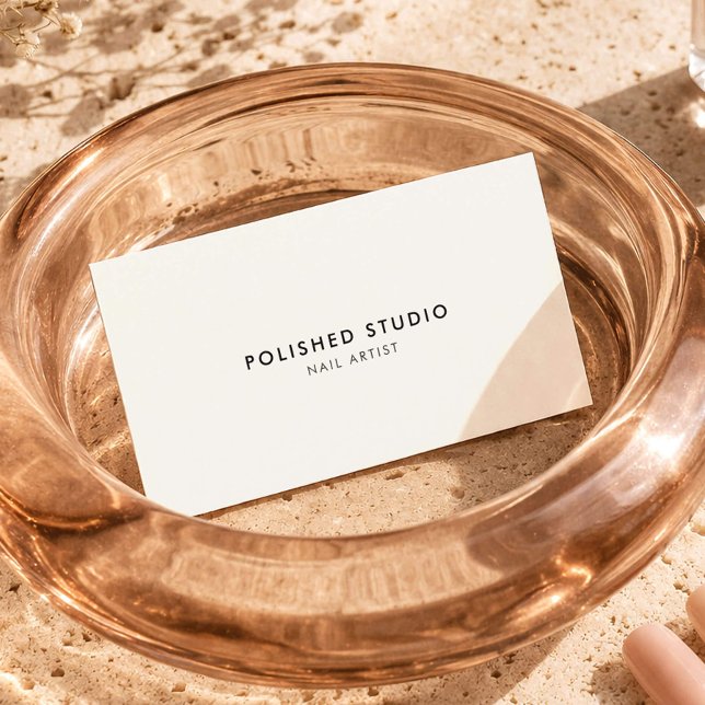 Minimalist Nail Artist Technician Luxe Ivory Business Card (Creator Uploaded)