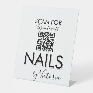 Minimalist Nail Salon Appointments QR Code Pedestal Sign