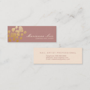 Minimalist Nail Technician Salon Gold Polish Mini Business Card