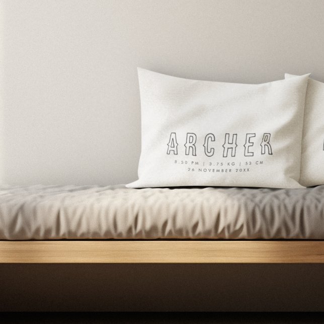 Minimalist Name Birth Stats Decorative Cushion (Creator Uploaded)