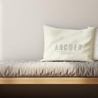 Minimalist Name Birth Stats Decorative Cushion