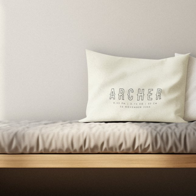 Minimalist Name Birth Stats Decorative Cushion (Creator Uploaded)