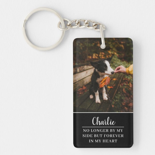 Minimalist Name Custom Photo Pet Memorial Key Ring (Front)