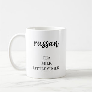 Minimalist Name Drink Preference Tea Milk Sugar Coffee Mug