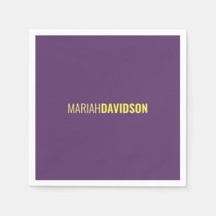 Minimalist Name Professional Indigo & Yellow Napkin
