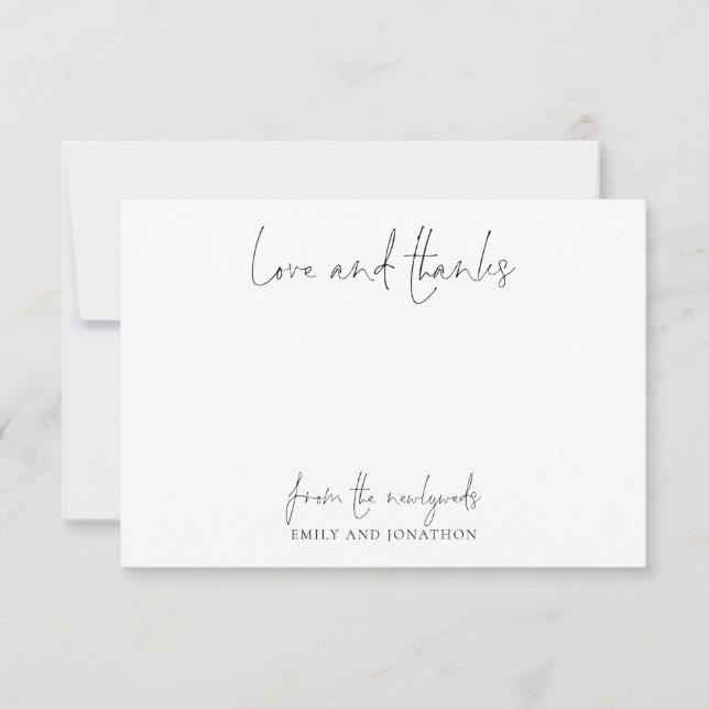 Minimalist Name Script Wedding Newlywed Thank You  Card (Front)