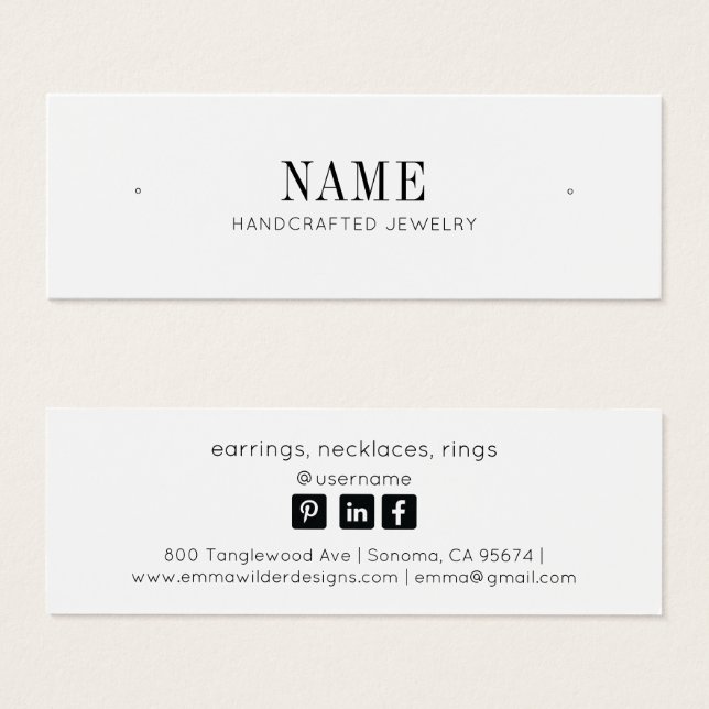 Minimalist Name Stud Earring Jewellery Display Car (Front & Back)