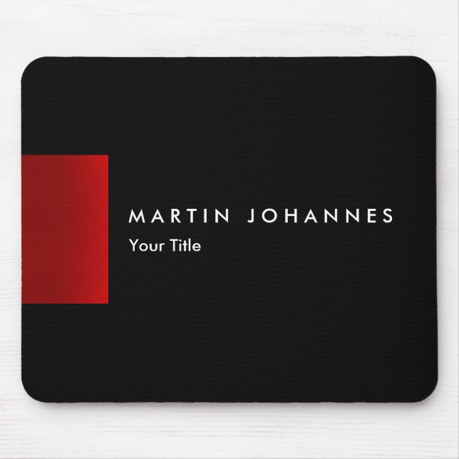 Minimalist name title black red professional mouse pad (Front)