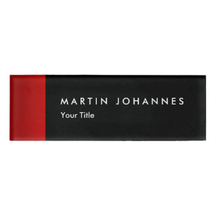 Minimalist name title black red professional tag