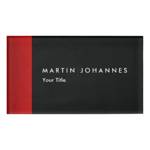 Minimalist name title black red professional tag