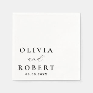 Minimalist Names Date Custom Modern Wedding Napkin