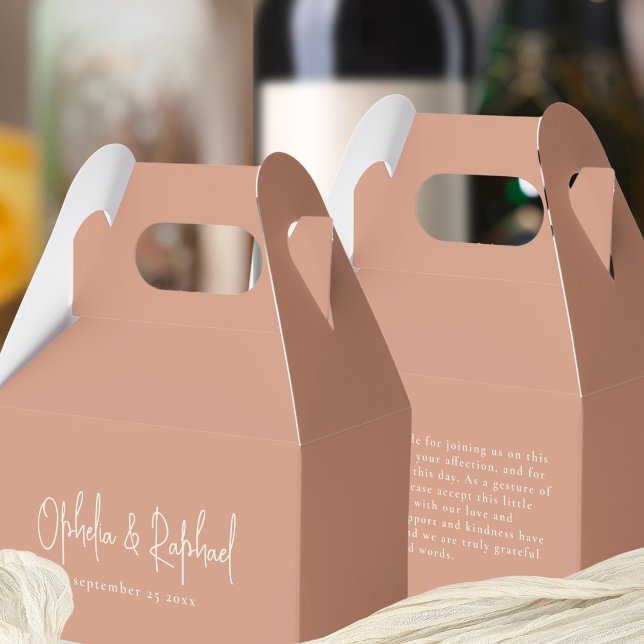 Minimalist Names Thank You Cream Terracotta Favour Box (Front and back view)