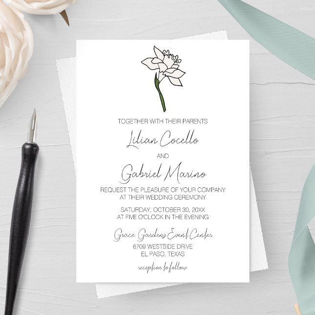 Minimalist Narcissus Wedding Invitation (Creator Uploaded)