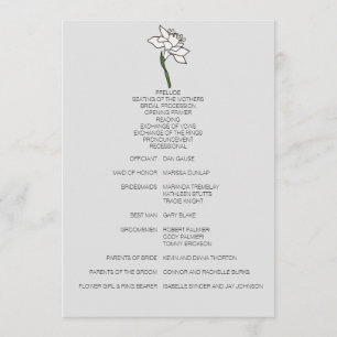 Minimalist Narcissus Wedding Program Programme