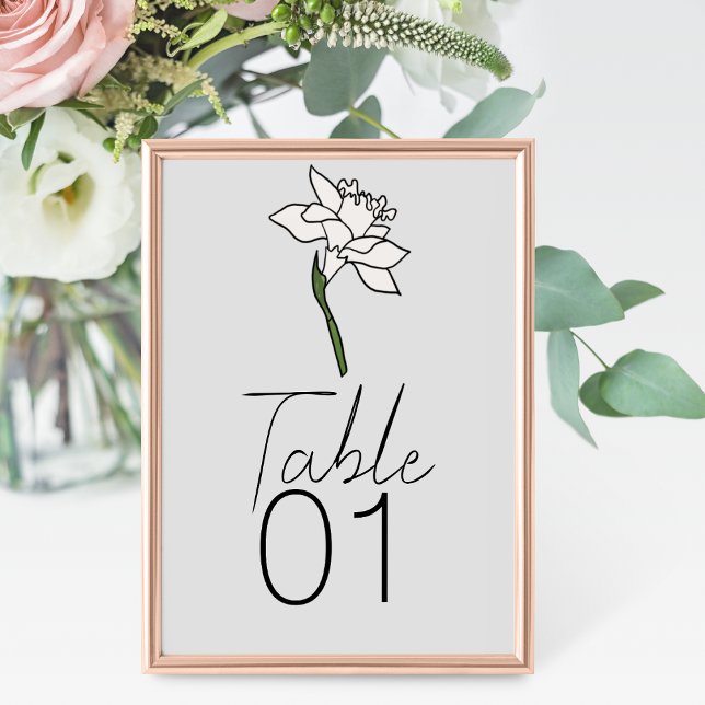 Minimalist Narcissus Wedding Table Number (Creator Uploaded)