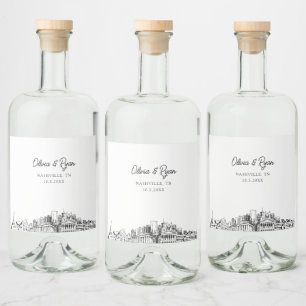 Minimalist Nashville Wedding Custom Liquor Bottle Label