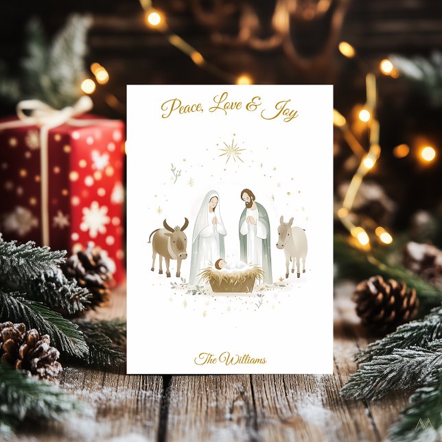 Minimalist Nativity Scene Christmas Peaceful Card (Creator Uploaded)