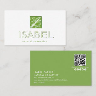 Minimalist natural cosmetics logo Qr code Business Card